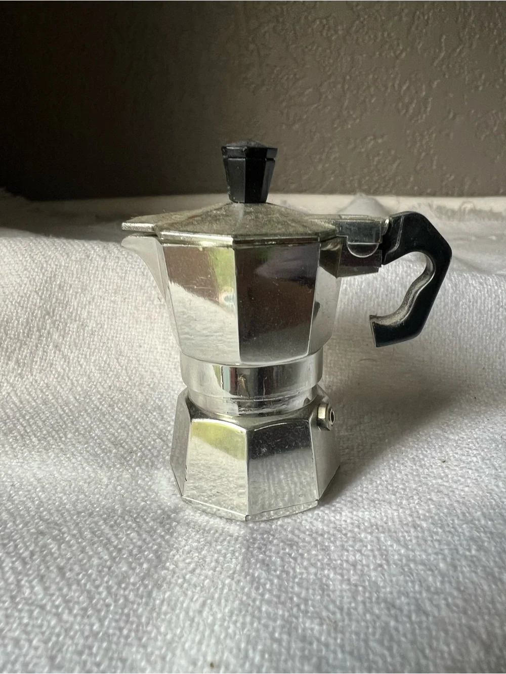 Vintage Mini Coffee Pot Percolator Magnet Silver-tone and Black Lid Lifts